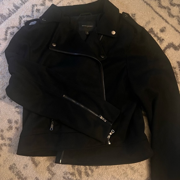 EUC FAUX SUEDE BANANA REPUBLIC BLACK MOTO STYLE JACKET SZ XL! - Picture 2 of 8